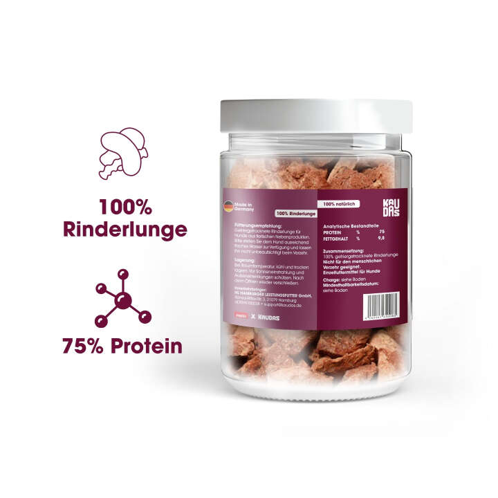 KAUDAS Hundeleckerli RinderlungePur Natursnack